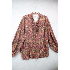 Vanessa Williams Silky Button Up Blouse-Size 3X-Tie Front-New without Tags